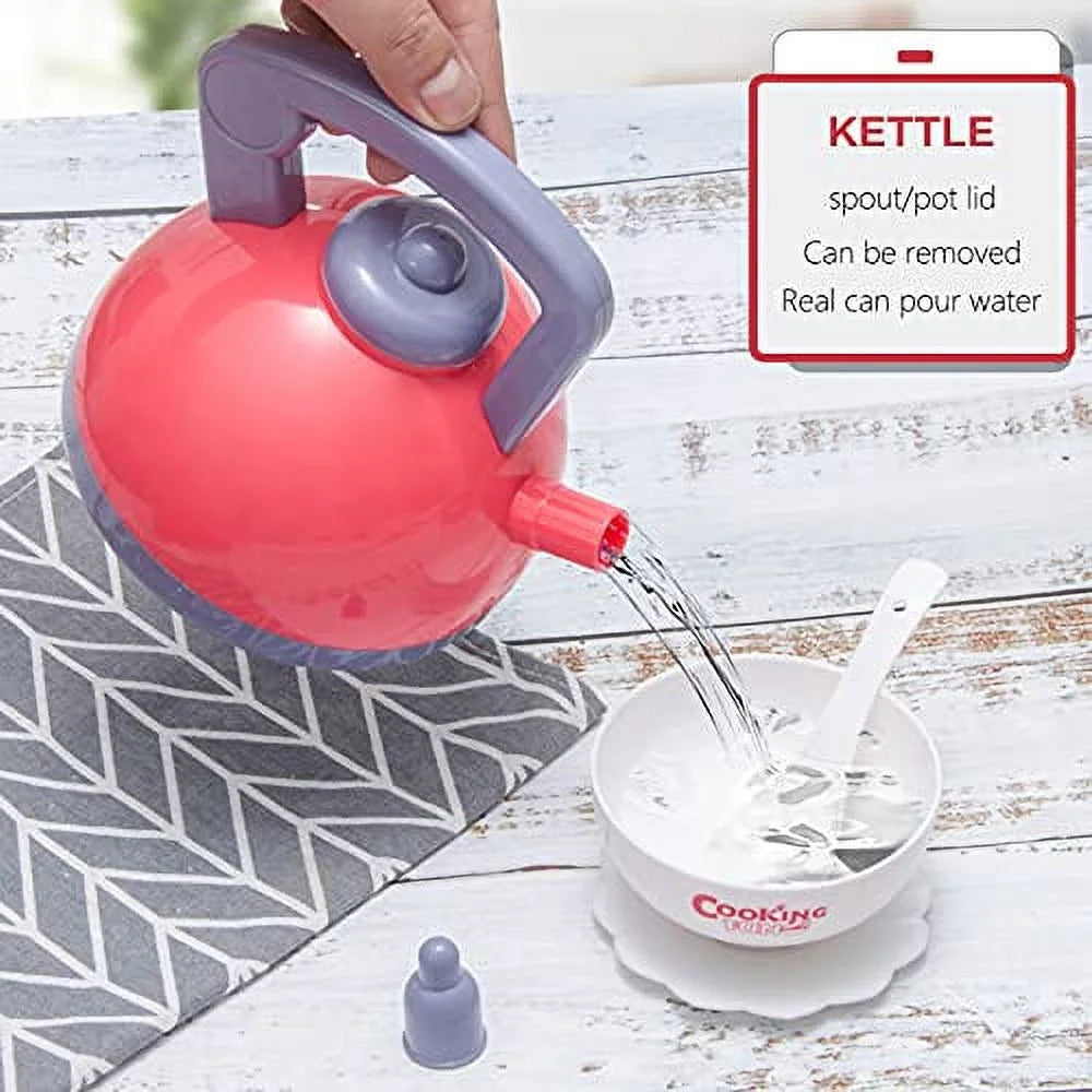 Pretend Play Kitchen Toy with Cookware, Steam Pressure Pot, Electronic Induction Cooktop, Cooking Utensils, Toy Cutlery, Play Food, Shopping Basket V830128