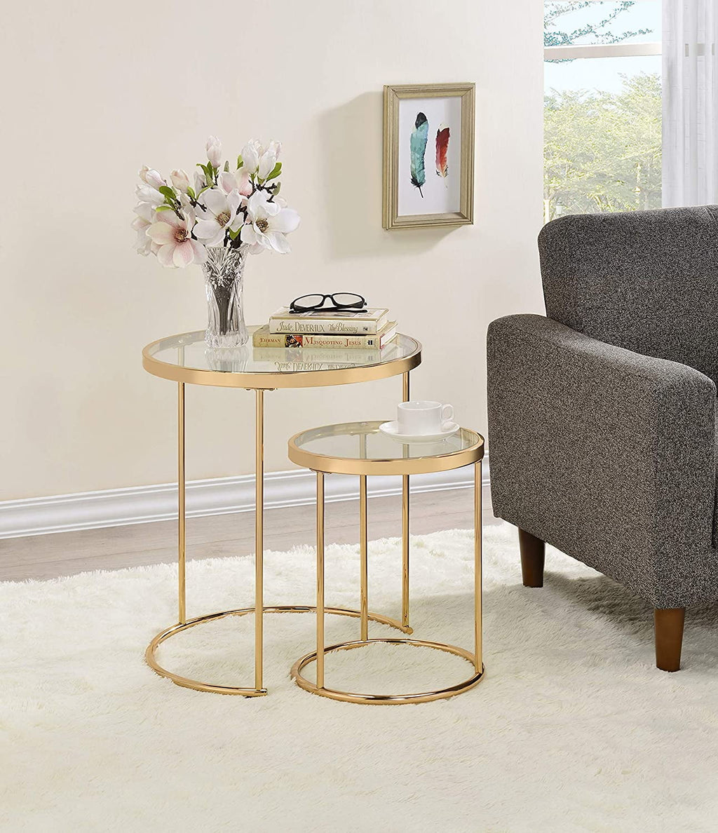 Round Glass Top Nesting Tables O593