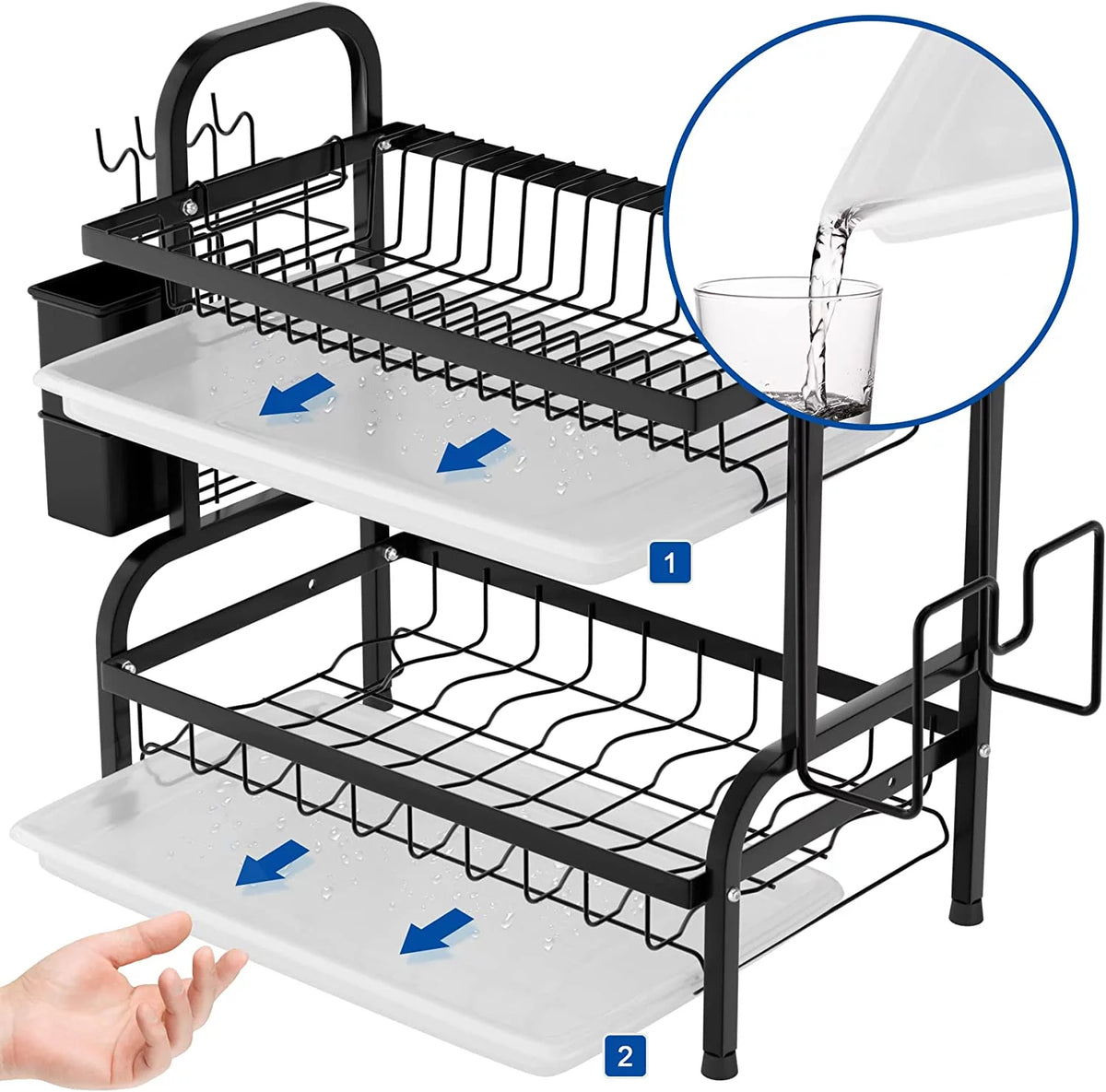 2-Tier Dish Drying Rack with Drain Board Tray N691036