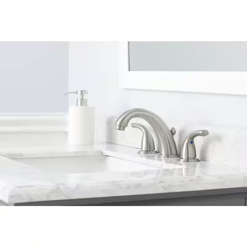 8 in. Widespread Double-Handle High-Arc Bathroom Faucet in Brushed Nickel Y67915