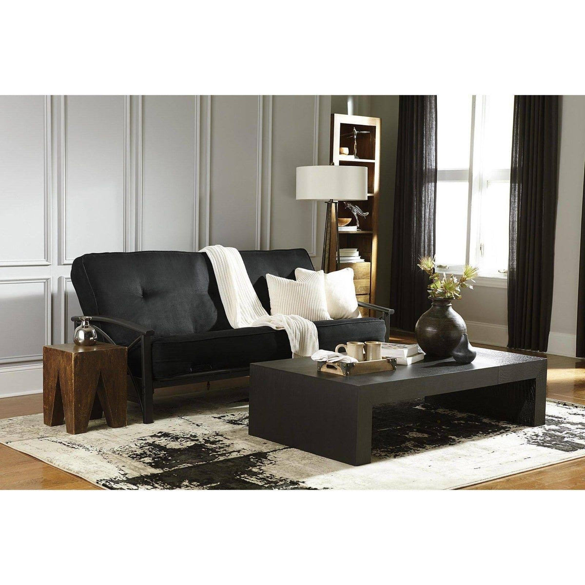 8-Inch Independently Encased Coil Futon Mattress Full Size Black I9623