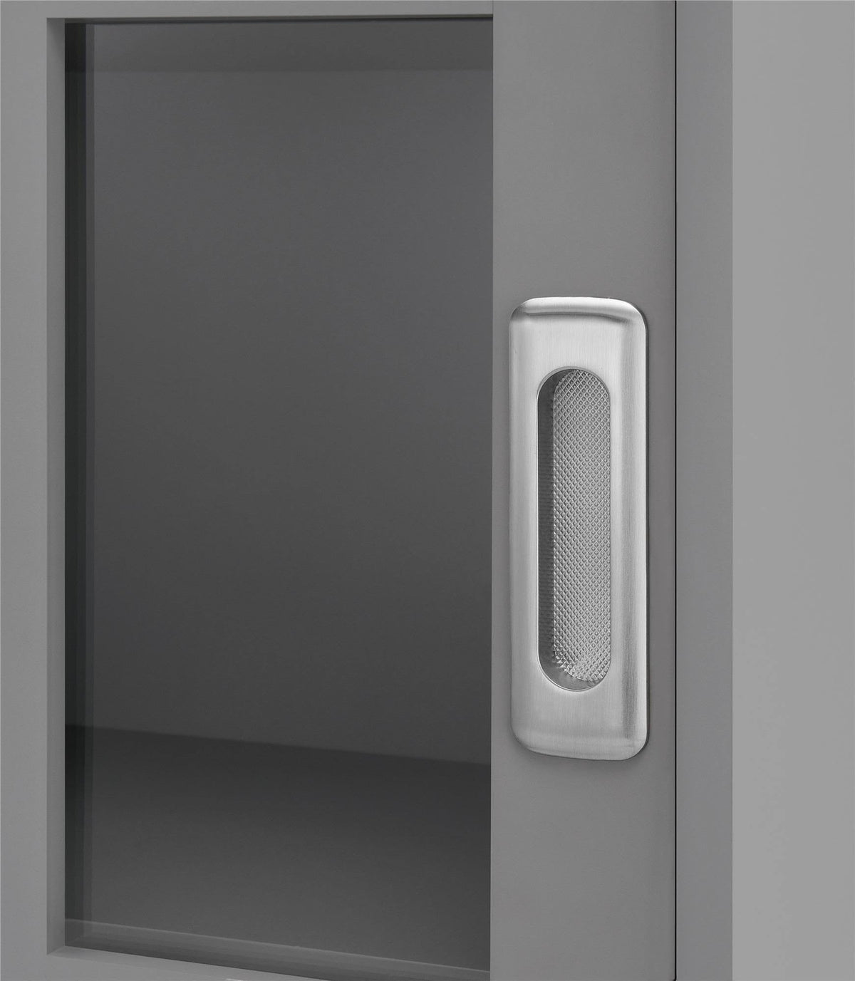 Soft Gray Bookcase with Sliding Glass Doors N86773