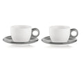 Set of 2 Cappuccino Cups With Saucers Sky Grey X288