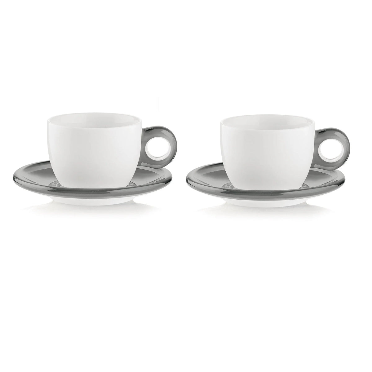 Set of 2 Cappuccino Cups With Saucers Sky Grey X288