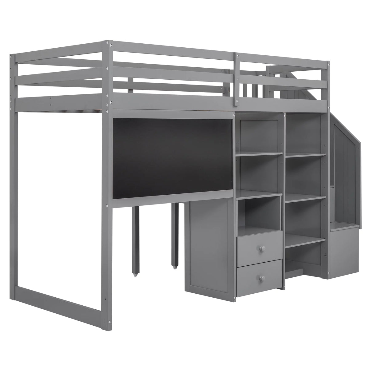 Twin Size Wood Loft Bed with Desk and Storage N88001