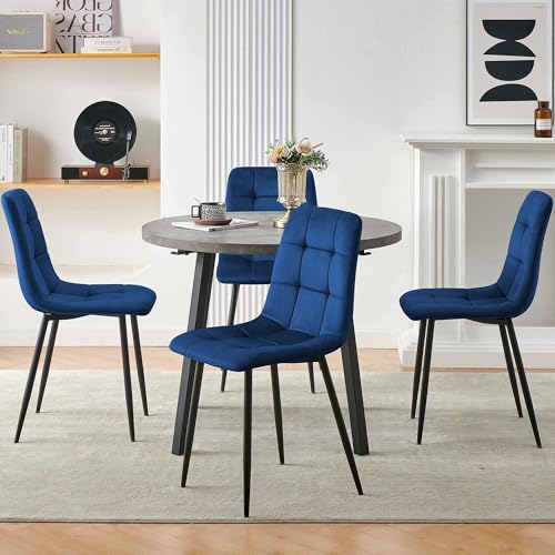 4-Person Round Dining Table Set with 4 Grey Chairs N468