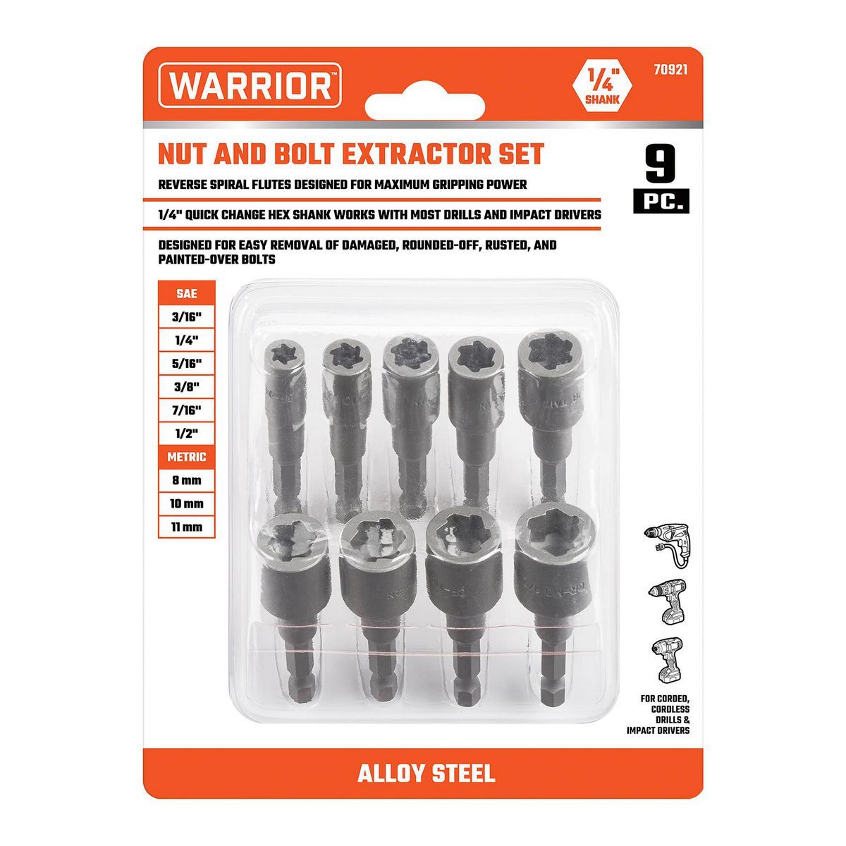 9-Piece Nut and Bolt Extractor Set U60294