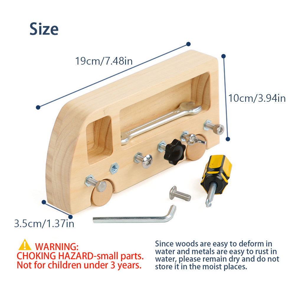 Montessori Screw Driver Board Wooden Busy Bus Sensory Toy N76753