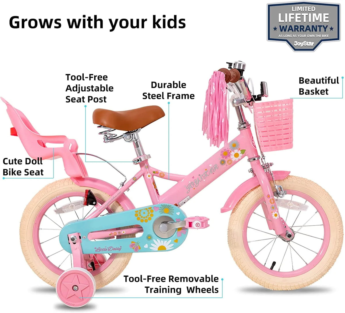 14 Inch Kids Bike with Training Wheels Blue B685307