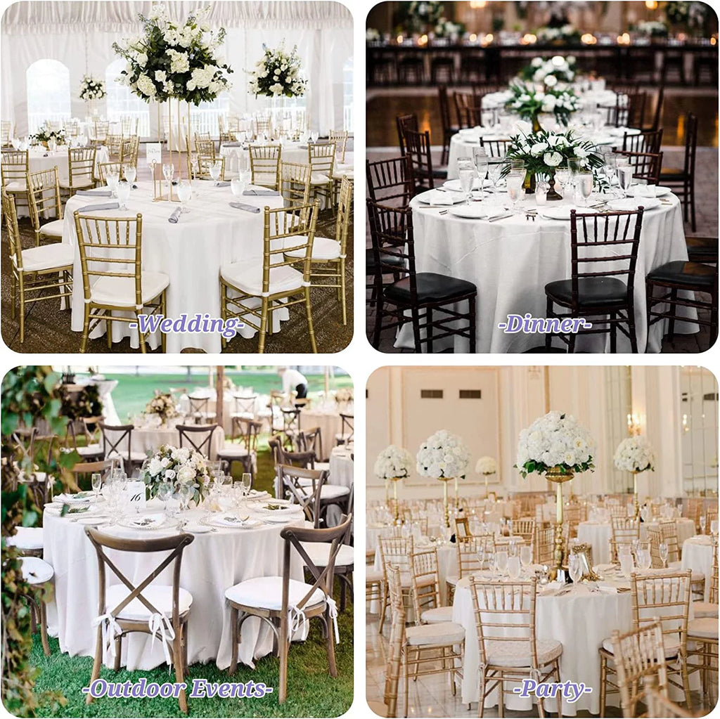 8 Pack 120 Inch White Round Polyester Tablecloth R97103