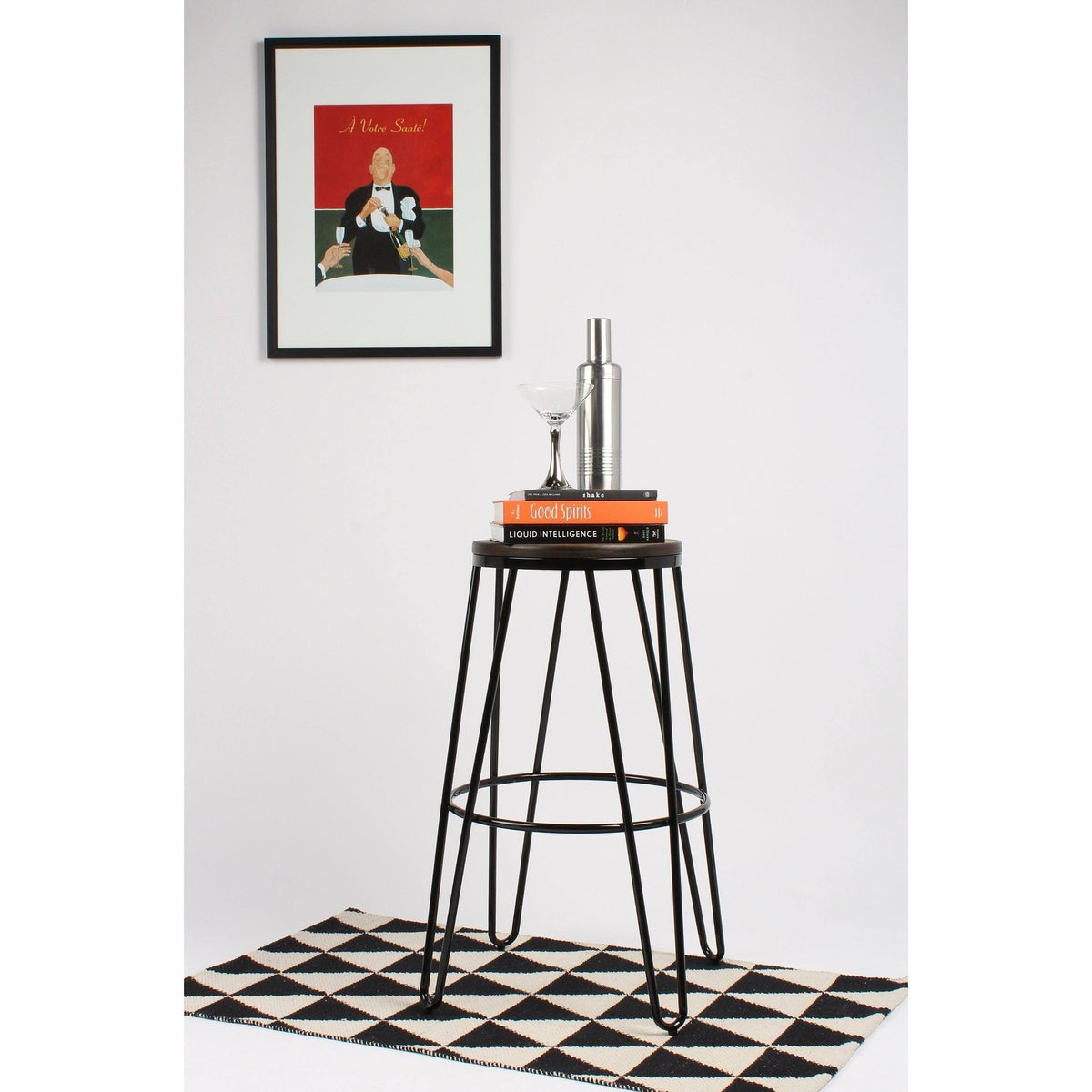 White Wood and Metal Bar Stools Set of 4 W760744