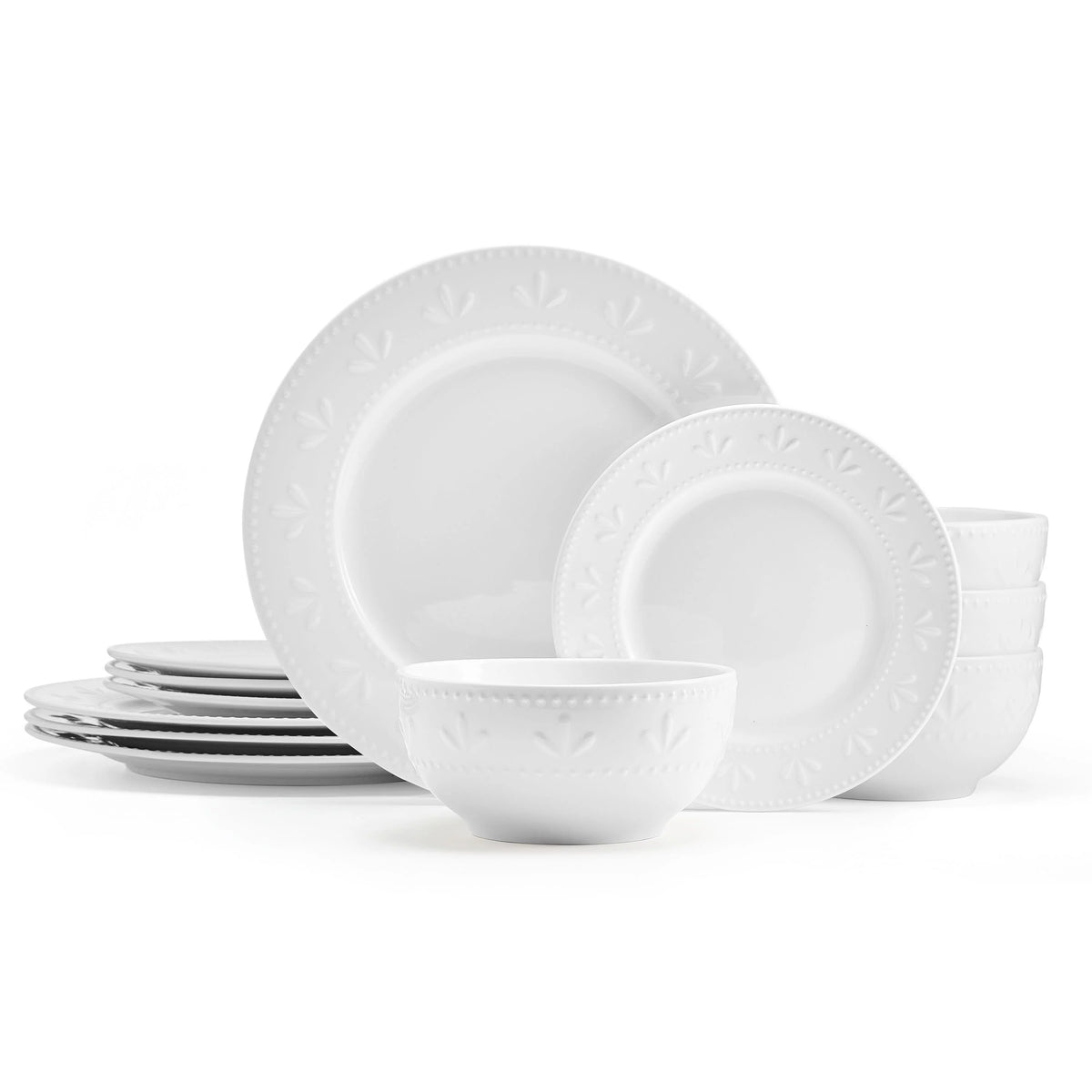 12-Piece White Porcelain Dinnerware Set T332