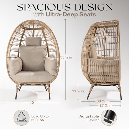 Black Wicker Egg Chair with Cushion G576074