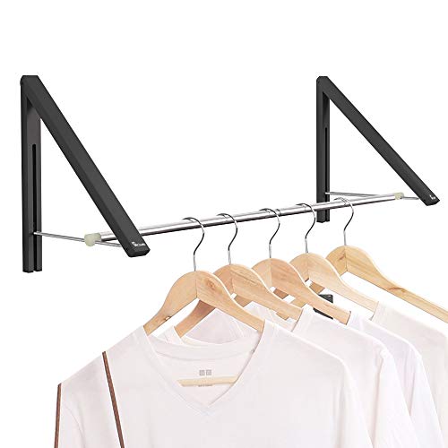White Wall Mounted Folding Aluminum Clothes Drying Rack L936468