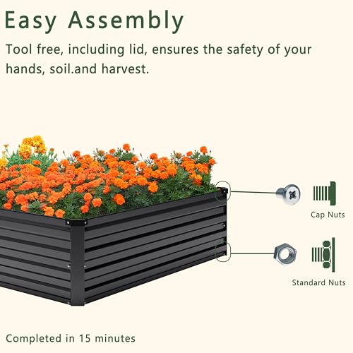 2PCS 12x4x1FT Galvanized Raised Garden Bed Kit C8587