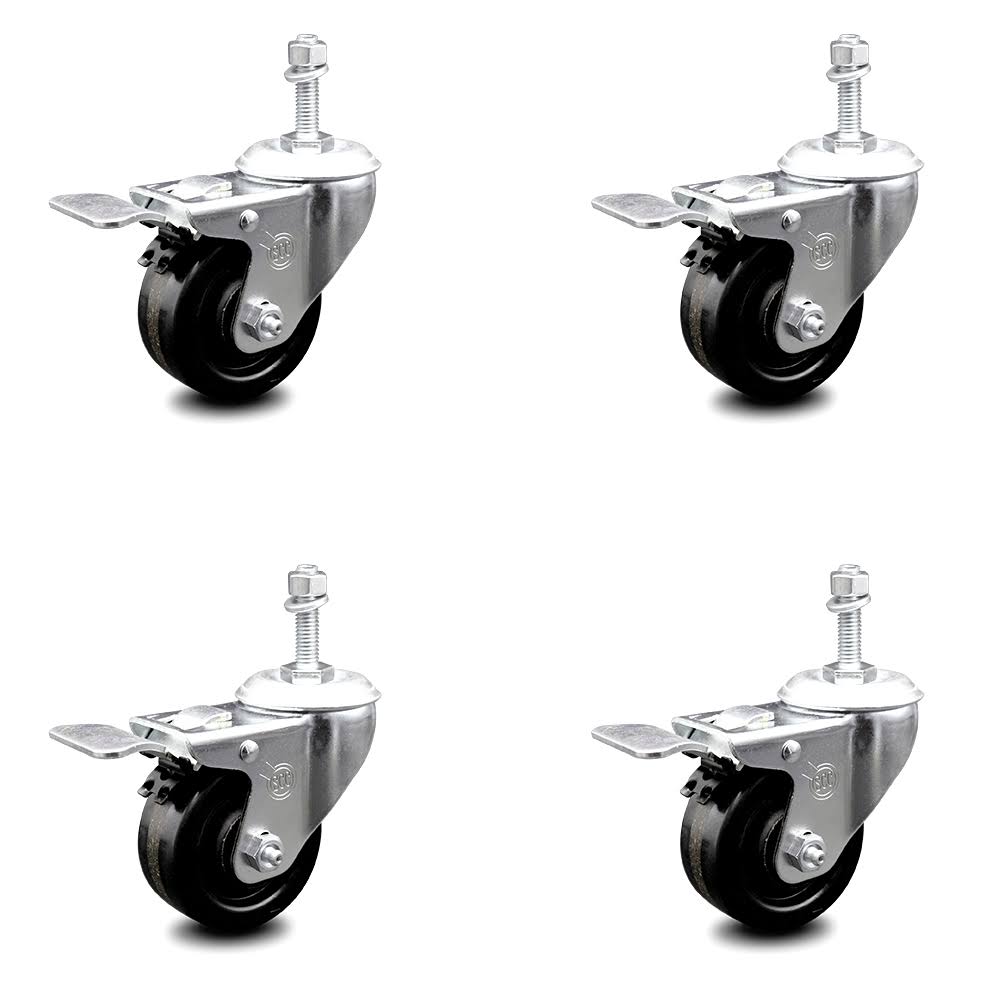3.5 inch Phenolic Swivel Caster Set with Total Lock Brake G4927