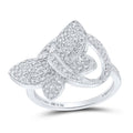 Sterling Silver Diamond Butterfly Ring Size 8 U655480