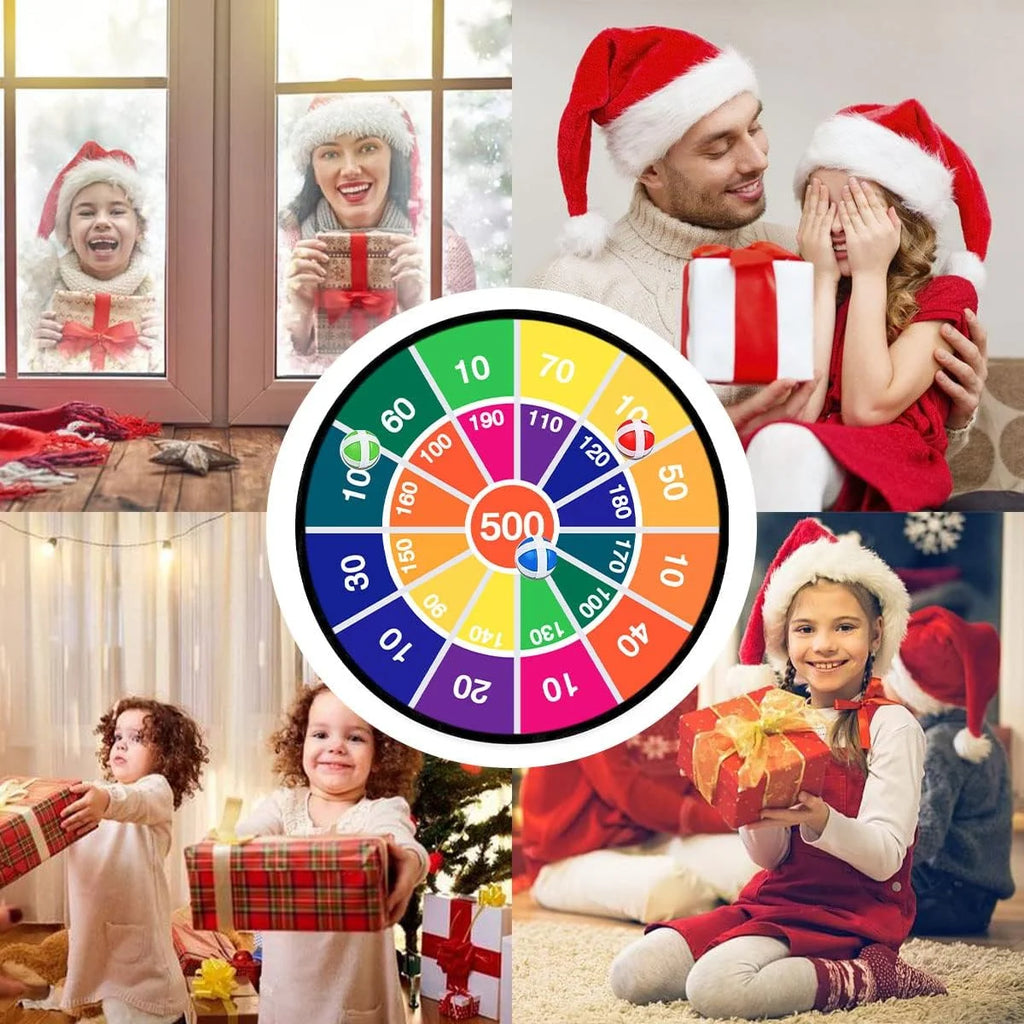 Kids Double-Sided Dartboard Set with 16 Sticky Balls, 28.3 Inches Y237582