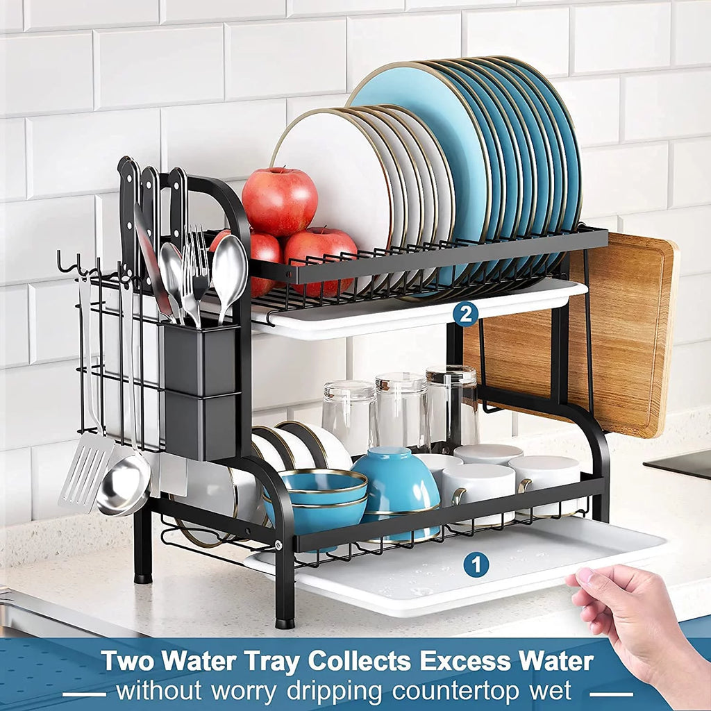 2-Tier Dish Drying Rack with Drain Board Tray N691036