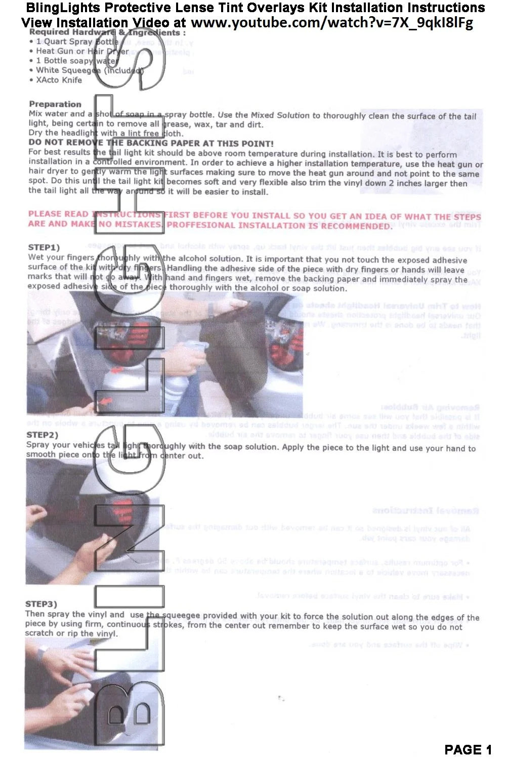 Tinted Protective Taillight Film Covers E351402