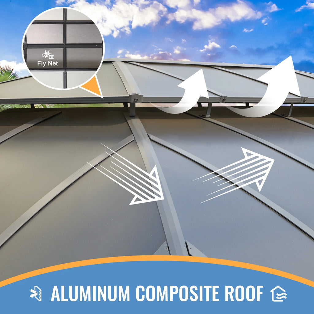 12'x16' Hardtop Aluminum Patio Gazebo with Aluminum Composite Double Roof Z66458