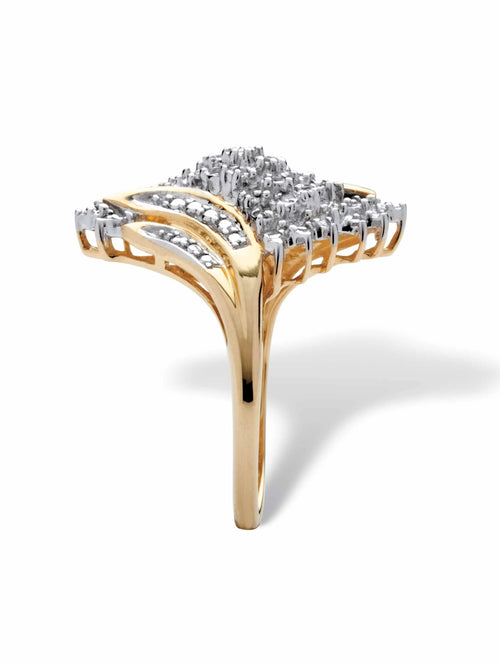 1/10 TCW Round Diamond Swirled Ring in Solid 10k Gold Y19148