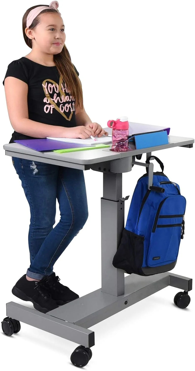 Height Adjustable Sit Stand Desk with Crank Handle and Pencil, Water Bottle Holder P1515