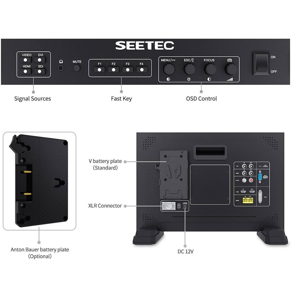 17.3x22 Full HD 3G-SDI 4K HDMI Broadcast Studio Monitor I256