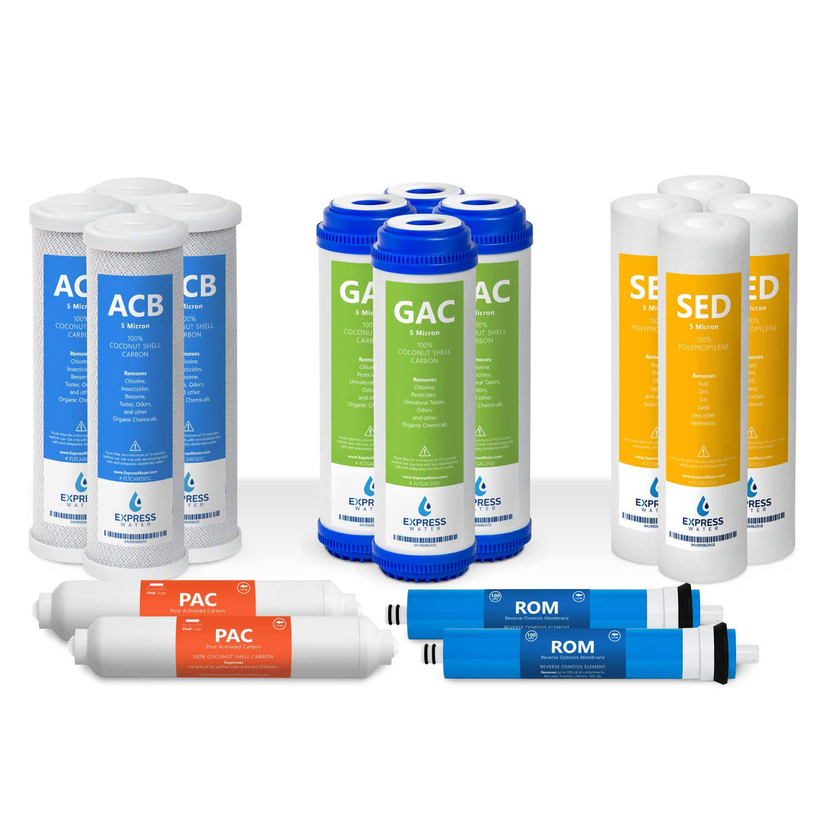 Reverse Osmosis System Replacement Filter Set 16 Filters 100 GPD RO Membrane 10 inch Water Filters H63776