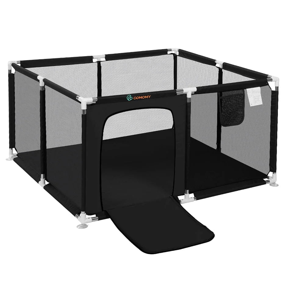 Portable 4-Panel Baby Playpen with Basketball Hoop I256859