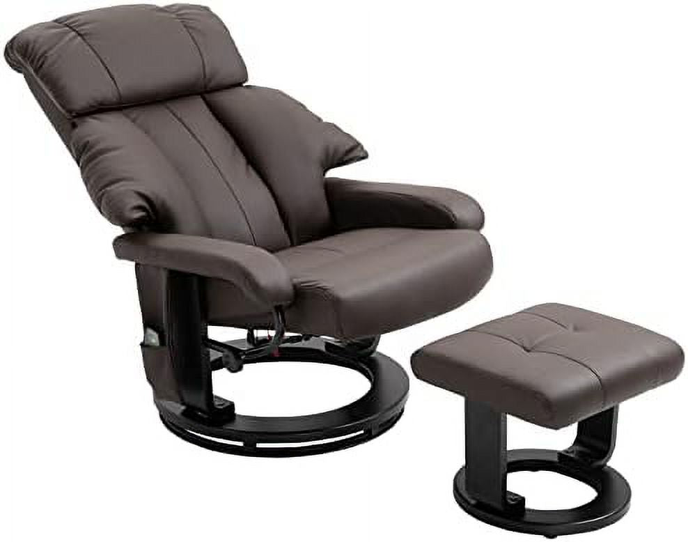 Black Faux Leather Recliner Chair with Ottoman Footrest L718