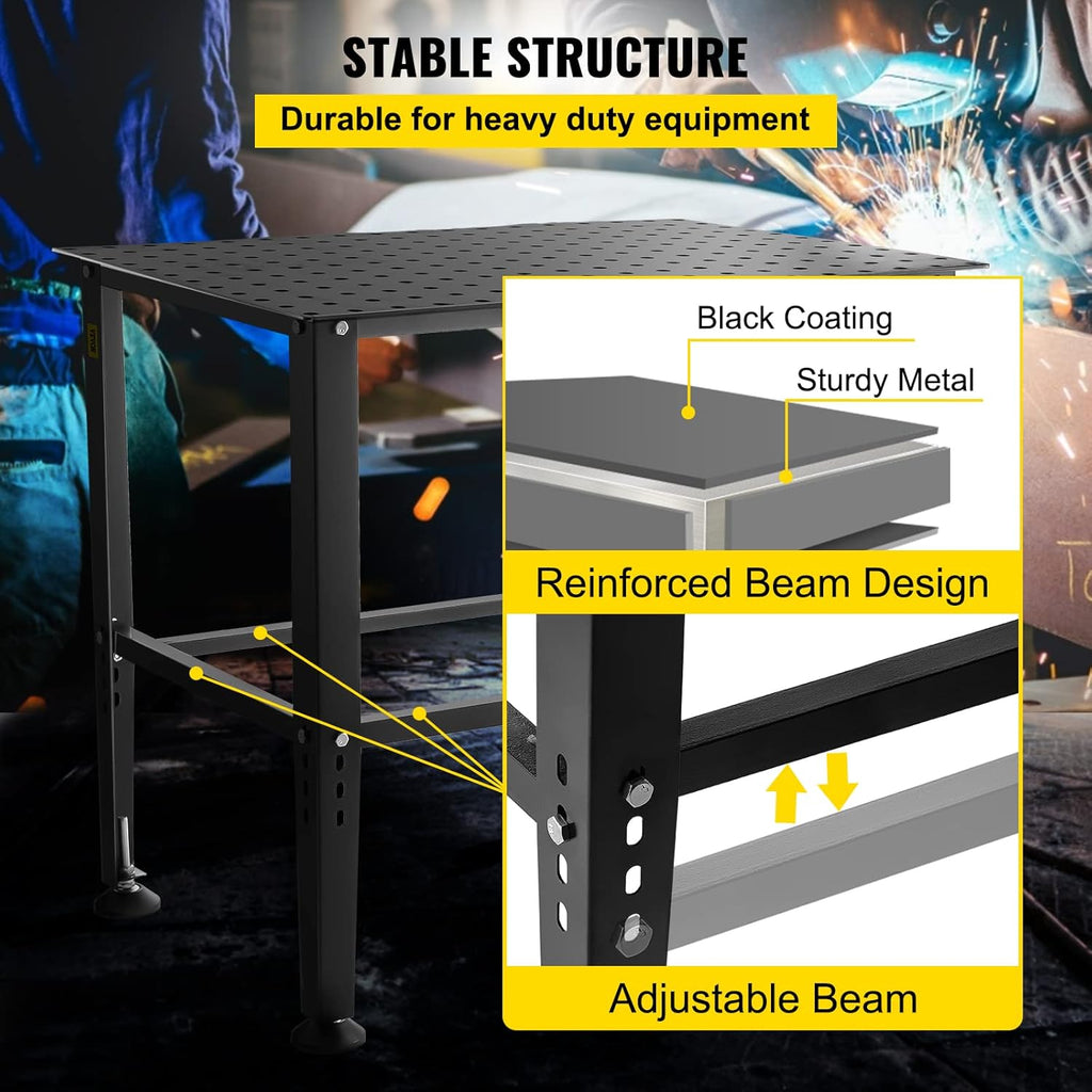 36" x 24" Adjustable Carbon Steel Welding Table I268