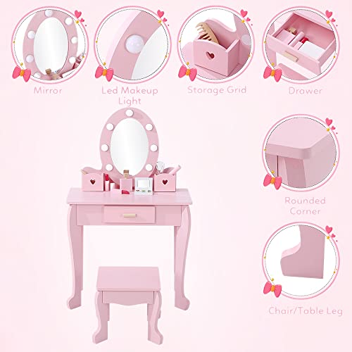 Kids Vanity Set with Mirror and Chair V423213