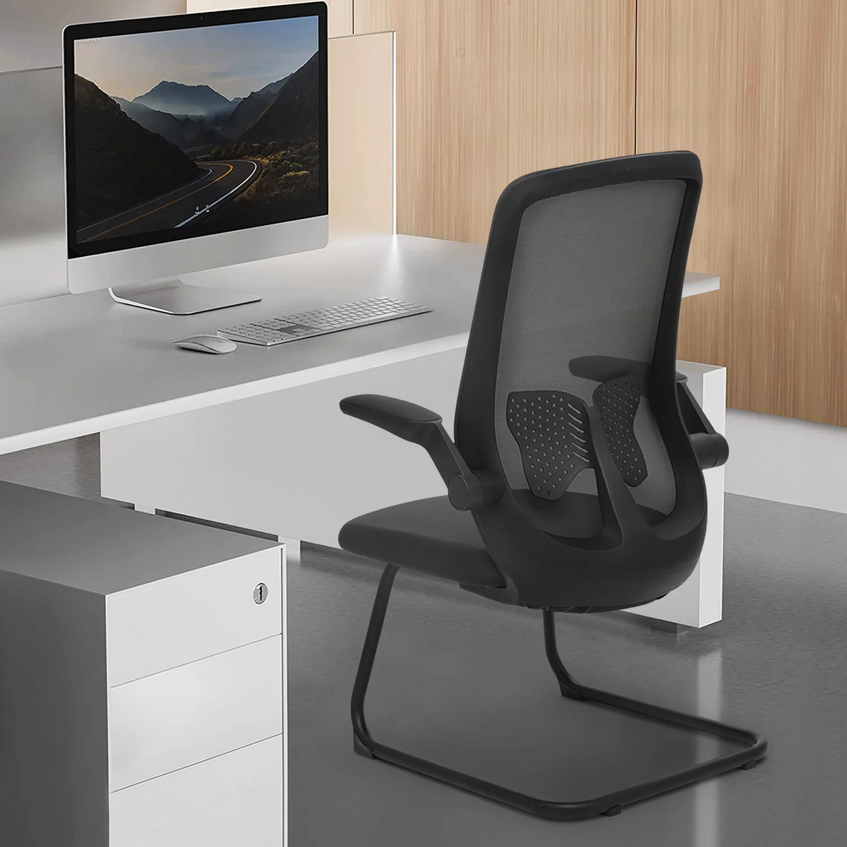 Black Set of 2 Mesh Office Chair with Lumbar Support I132554