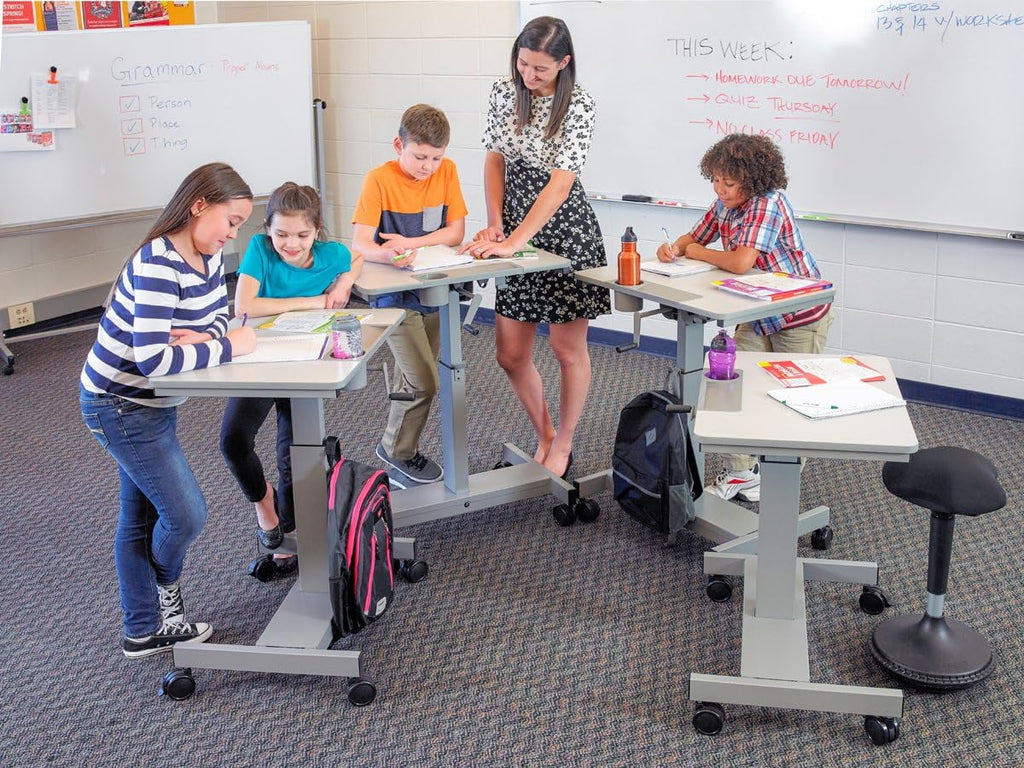 Height Adjustable Sit Stand Desk with Crank Handle and Pencil, Water Bottle Holder P1515