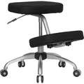 Ergonomic Kneeling Office Chair with Silver Frame in Black Fabric F26769