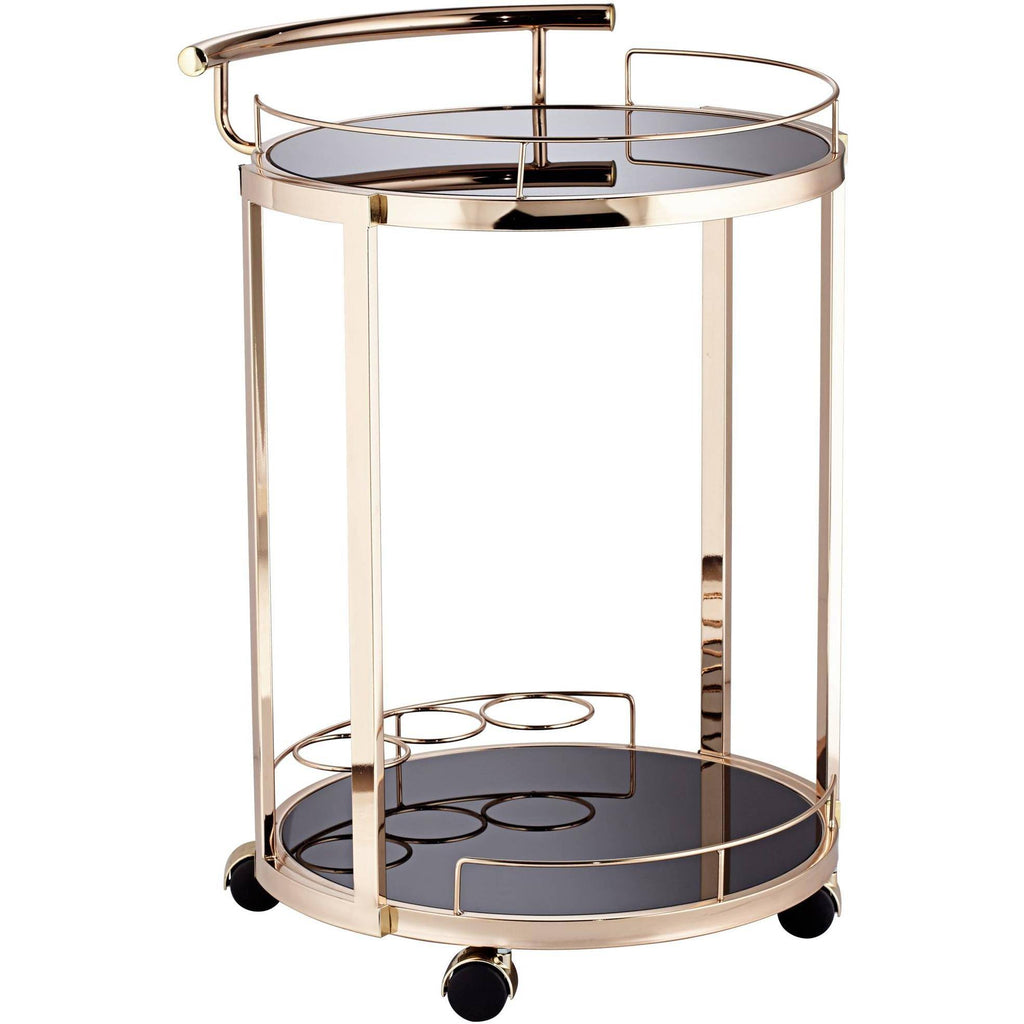 Round Black Glass Serving Cart M261