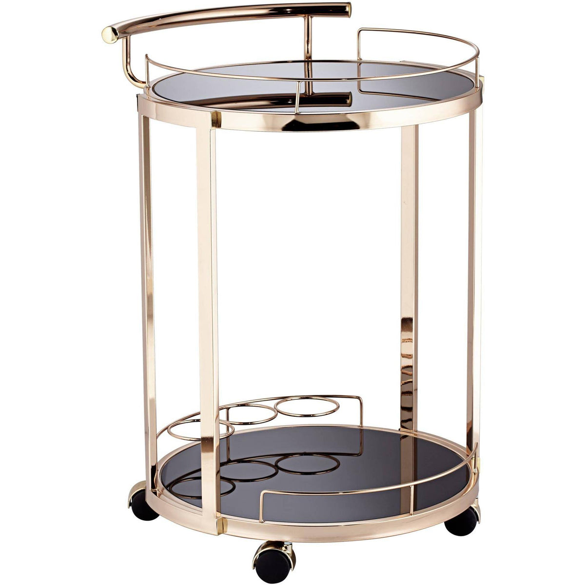 Round Black Glass Serving Cart M261