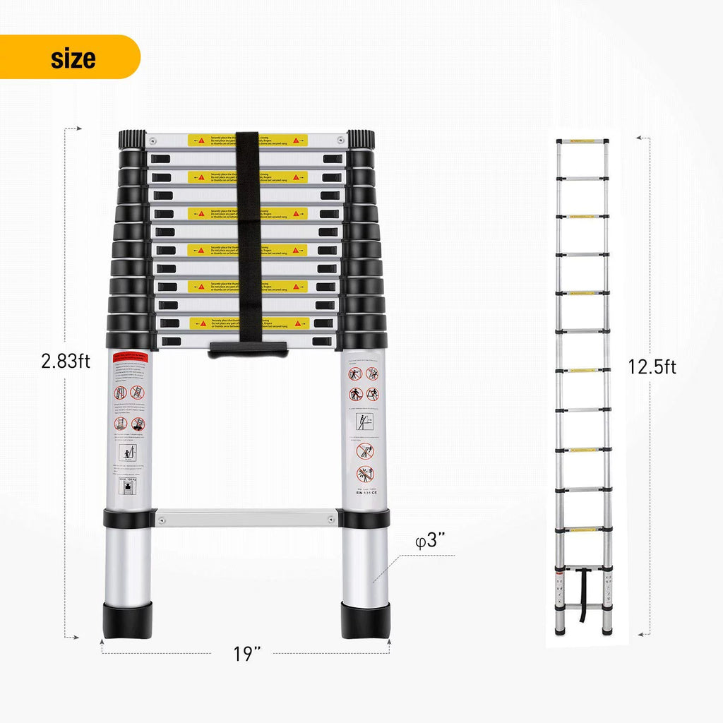 12.5ft Aluminum Telescoping Ladder 330 lb B5275