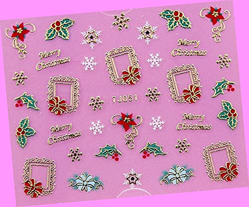 Christmas 3D Nail Art Sticker Gold A640743