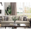 Fabric & Walnut Sofa with 4 Pillows J42552