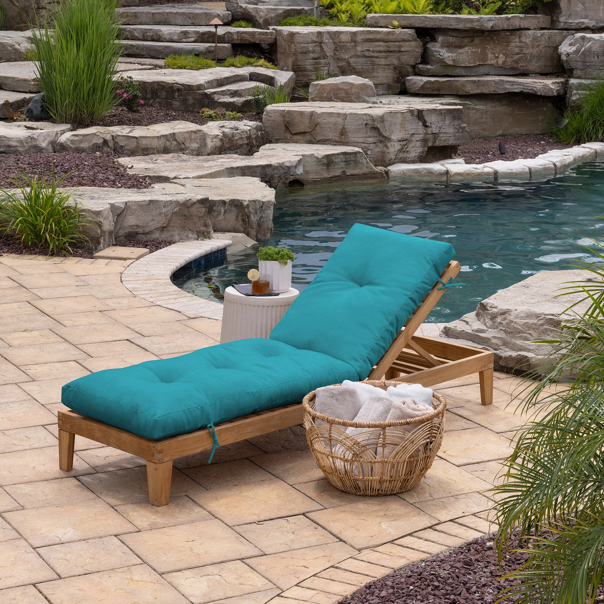 Plush Blowfill Chaise Cushion 76 x 22, Lake Blue D883077