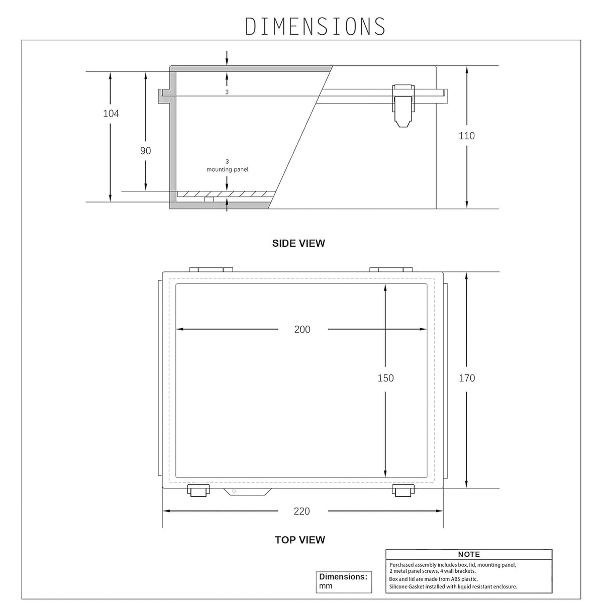 Junction Box, Hinged Cover Stainless Steel Latch IP67 Waterproof Plastic Enclosure 400×300×180mm S598375