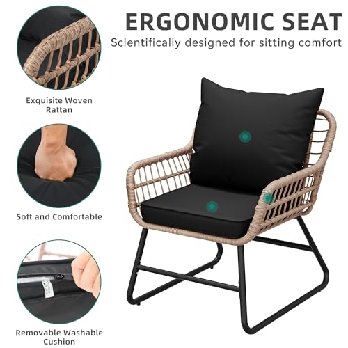 4 Piece Wicker Patio Conversation Set with Cushion & Coffee Table S9879