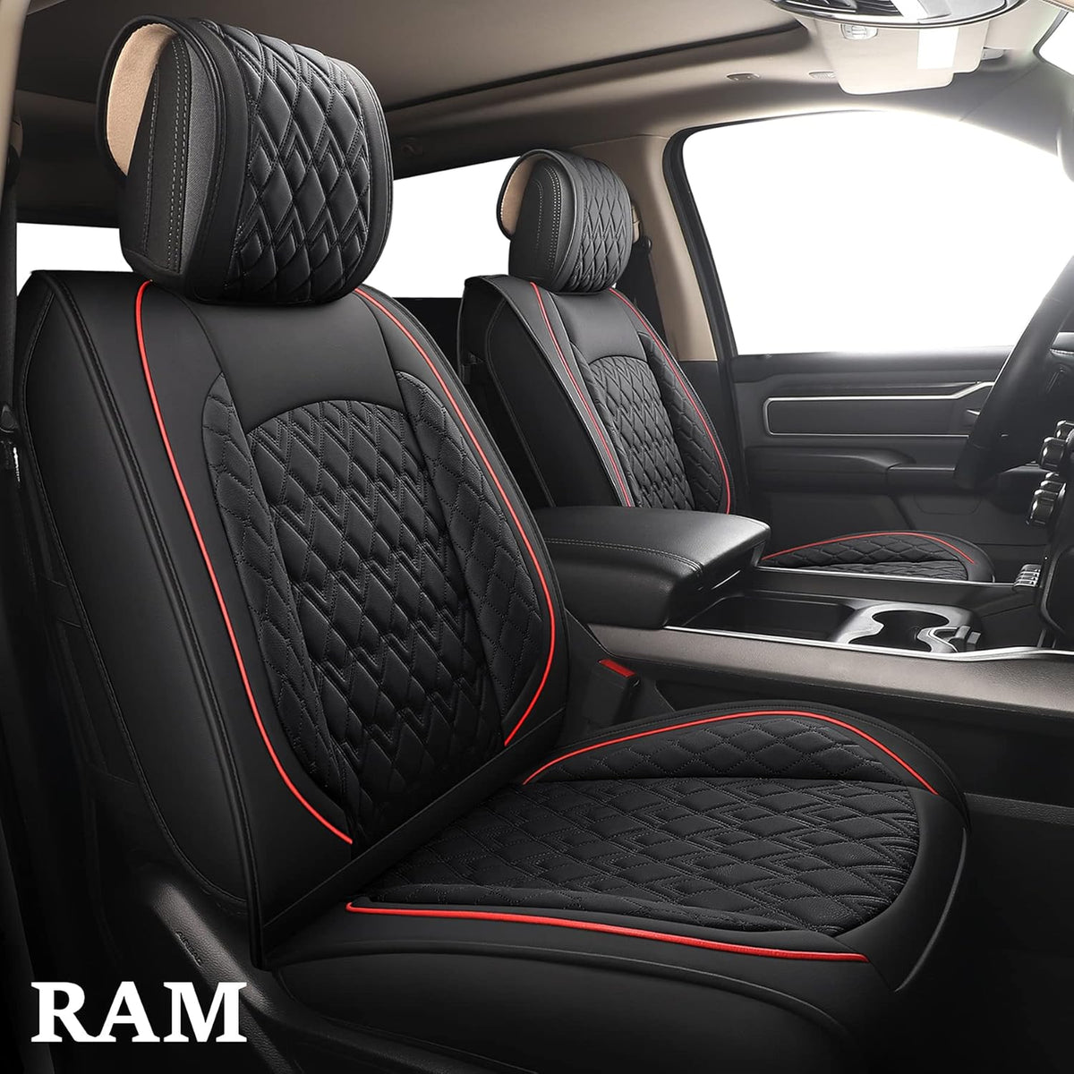 2 Pcs Front Waterproof Synthetic Leather Car Seat Covers P9478