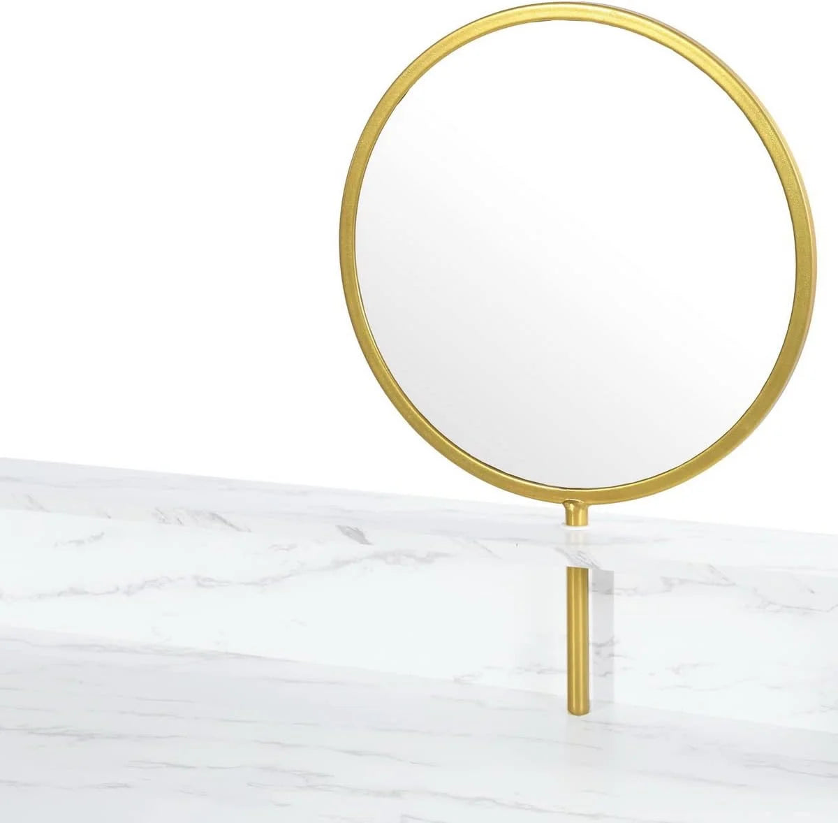 41-inch White Vanity Desk with Removable Circular Mirror T411