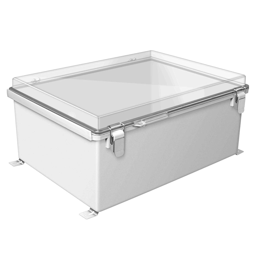 Junction Box, Hinged Cover Stainless Steel Latch IP67 Waterproof Plastic Enclosure 400×300×180mm S598375