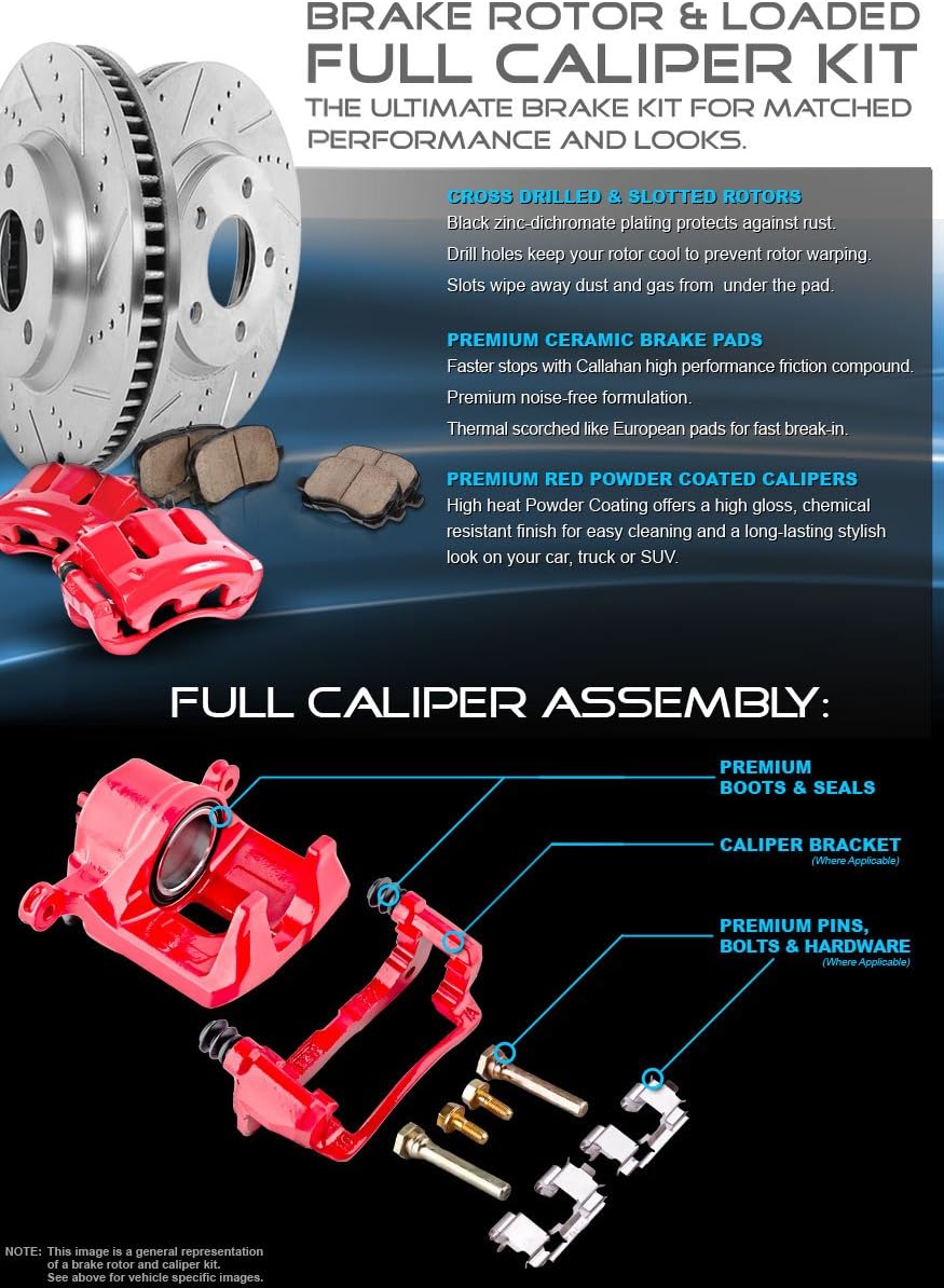 Red Powder Coated Caliper Assembly Pair Set U365423