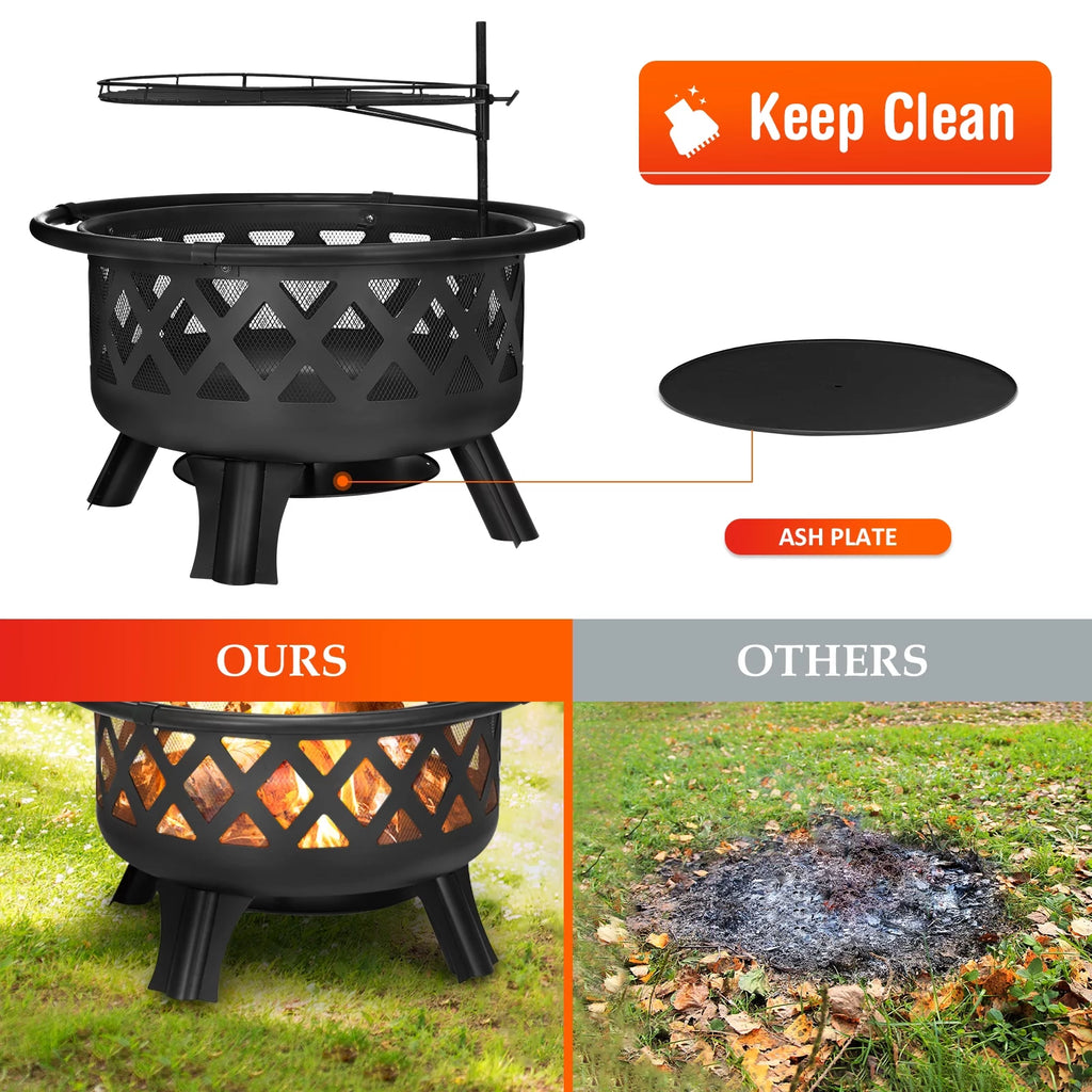 30 inch Wood Burning Fire Pit with Grate X789288