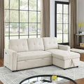 Light Gray Chenille Reversible Sleeper Sectional Sofa with Storage Chaise Q108875